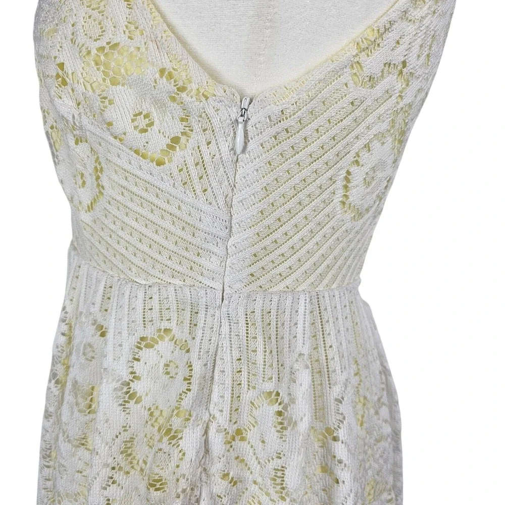 Free People Lace Fit & Flare Dress Women 2 Cream Yellow‎ Open Back Sleeveless
